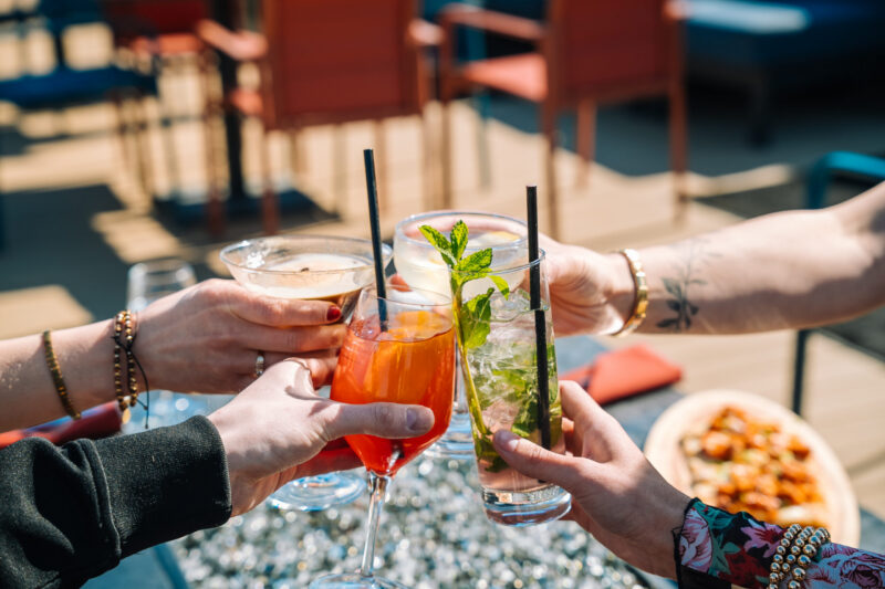 Cheersing on the rooftop